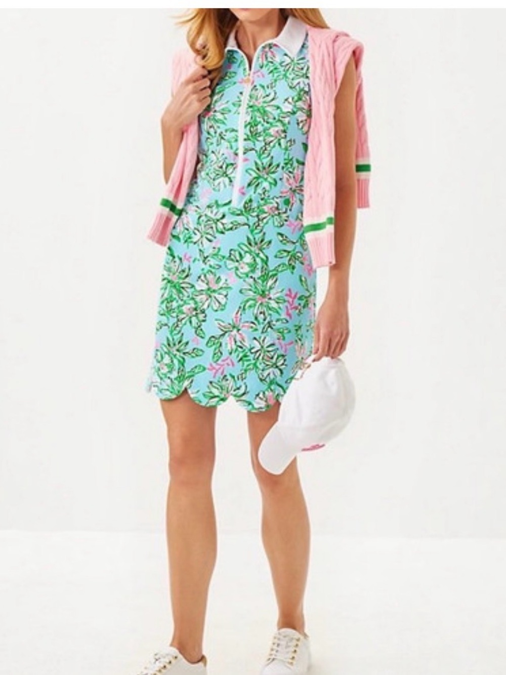 Lilly Pulitzer SZ 10 Son of a Bun Floral Scallop Dress New with Tags No Short